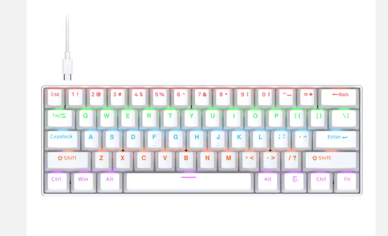 T-WOLF T60 Gaming Mechanical Keyboard – Hot-Swap RGB 63 Keys Blue Switch
