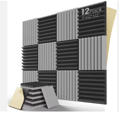 Acoustic Foam Wedge Panels – 12 Pack | High Density Sound Proof with Self-Adhesive