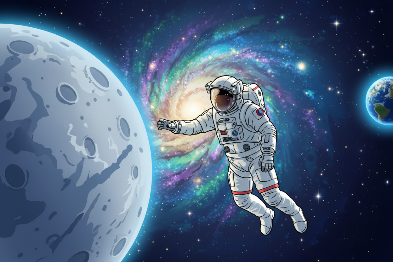 Cartoon Astronaut in Space