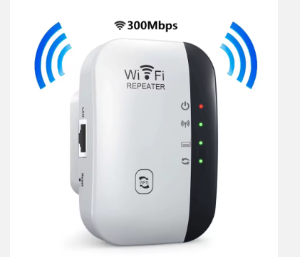300Mbps WiFi Extender & Signal Booster – Wireless and Ethernet Repeater (US/EU/UK/AU Plug)
